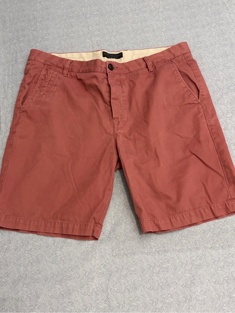 All Saints Mitre Deck Flat Front Chino Shorts Mauve 36